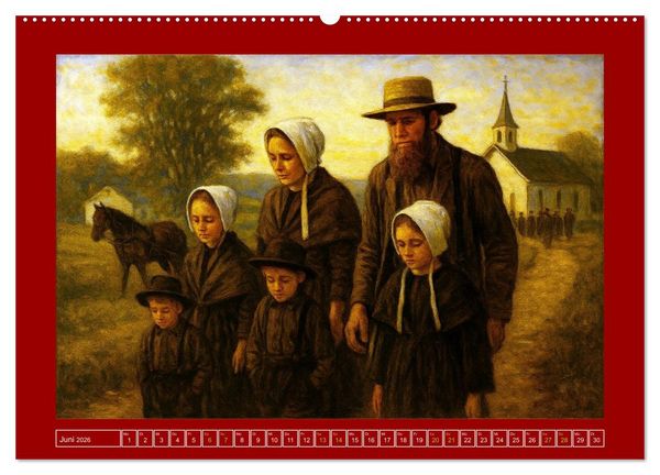 Produktbild: Einfach Leben - Einblicke in die Welt der Amish im Stil alter Gem&auml;lde (Wandkalender 2026 DIN A2 quer), CALVENDO Monatskalender