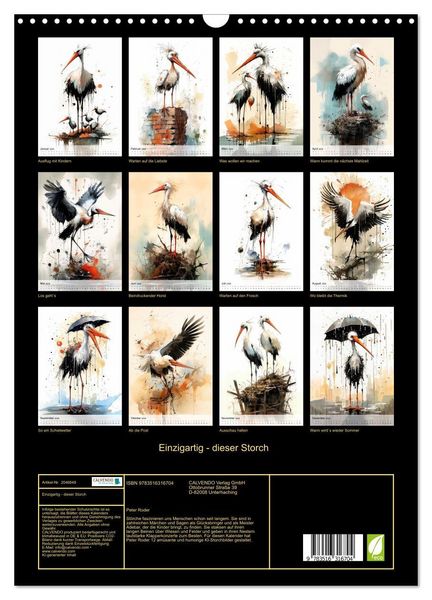 Produktbild: Einzigartig - dieser Storch (Wandkalender 2026 DIN A3 hoch), CALVENDO Monatskalender