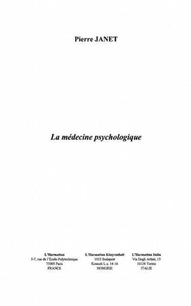 Produktbild: La medecine psychologique