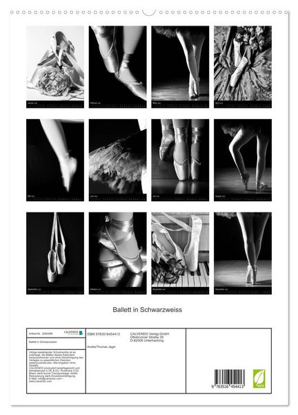 Produktbild: Ballett in Schwarzweiss (hochwertiger Premium Wandkalender 2026 DIN A2 hoch), Kunstdruck in Hochglanz