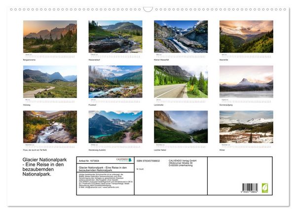 Produktbild: Glacier Nationalpark - Eine Reise in den bezaubernden Nationalpark. (Wandkalender 2026 DIN A2 quer), CALVENDO Monatskalender