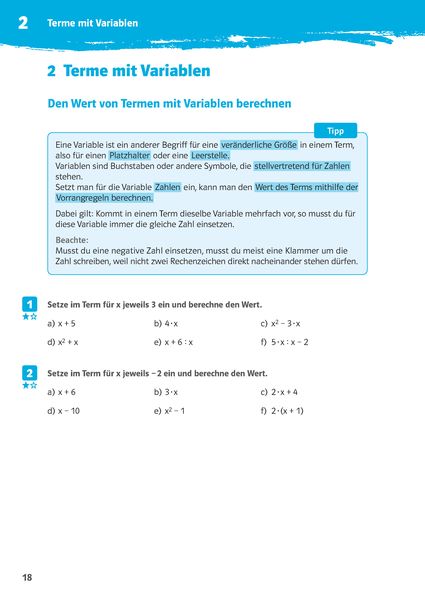 10-Minuten-Training Mathematik Rechnen mit Termen 7./8. Klasse. Kleine Lernportionen für jeden Tag