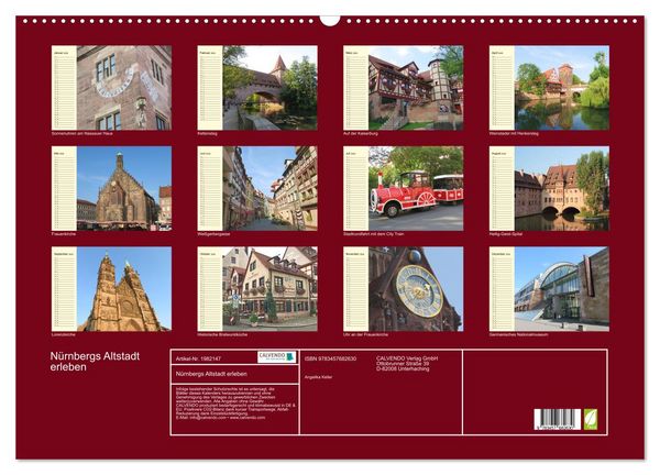 Produktbild: N&uuml;rnbergs Altstadt erleben (Wandkalender 2026 DIN A2 quer), CALVENDO Monatskalender