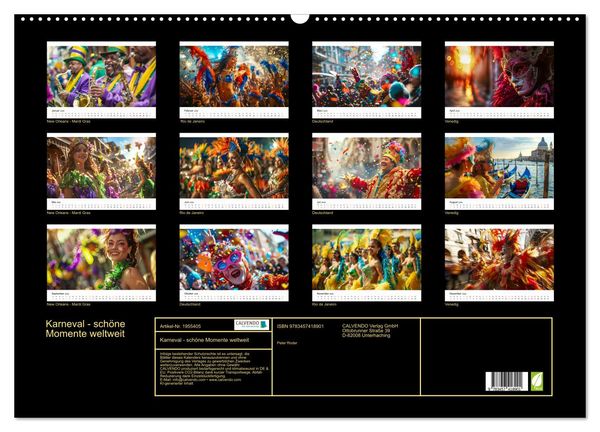 Produktbild: Karneval - sch&ouml;ne Momente weltweit (Wandkalender 2026 DIN A2 quer), CALVENDO Monatskalender