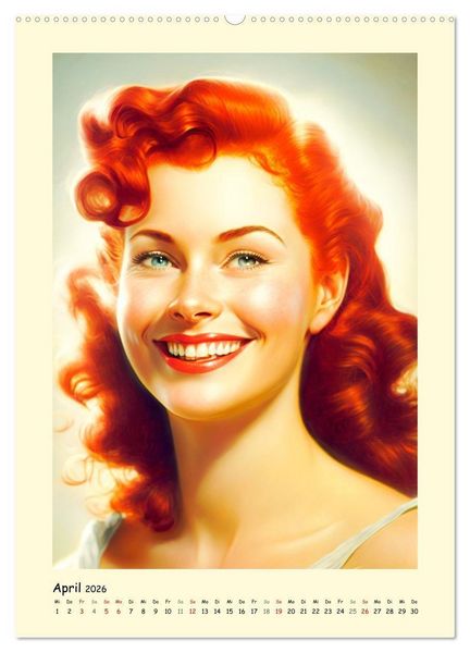 Produktbild: Vintage Girls. Die sch&ouml;nsten Pin-up Gesichter (Wandkalender 2026 DIN A2 hoch), CALVENDO Monatskalender