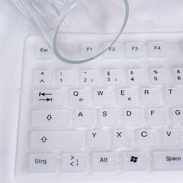 Produktbild: LogiLink ID0018A USB Tastatur Deutsch, QWERTZ Wei&szlig; Faltbar, Spritzwassergesch&uuml;tzt, Staubgesch&uuml;tzt