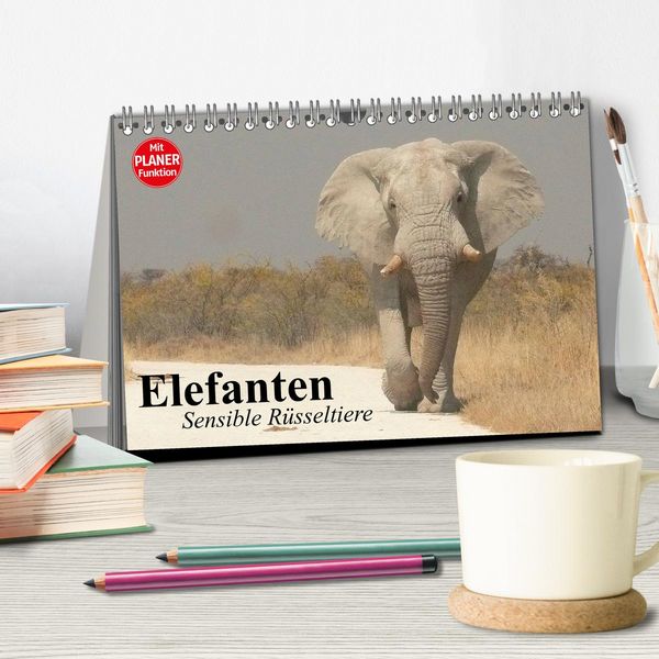 Produktbild: Elefanten. Sensible R&uuml;sseltiere (Tischkalender 2026 DIN A5 quer), CALVENDO Monatskalender