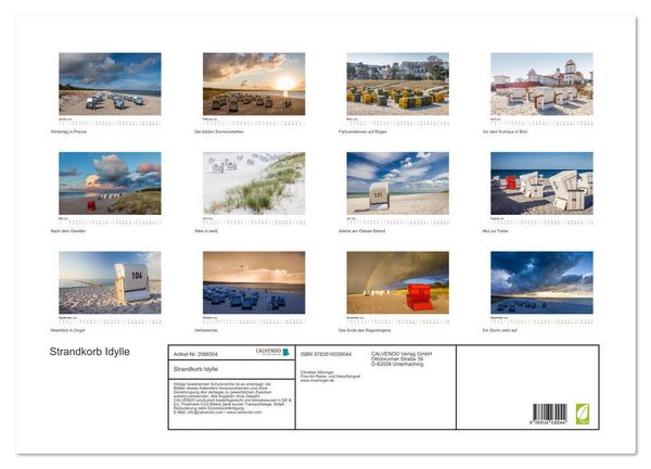 Produktbild: Strandkorb Idylle (Wandkalender 2026 DIN A2 quer), CALVENDO Monatskalender