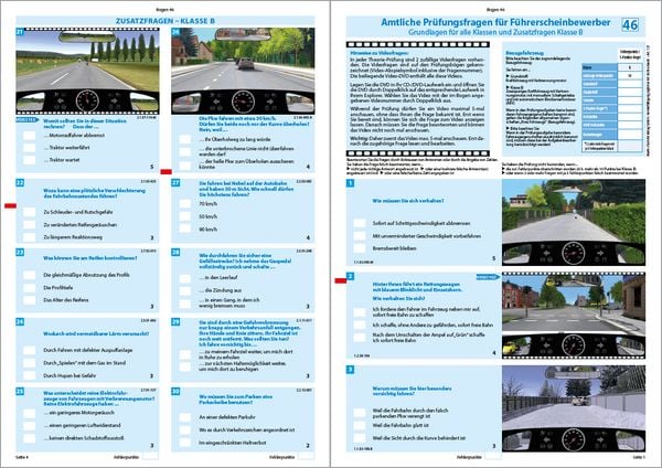 Produktbild: F&uuml;hrerschein Fragebogen Klasse B - Auto Theoriepr&uuml;fung original amtlicher Fragenkatalog auf 71 B&ouml;gen