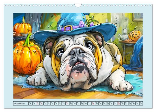 Produktbild: Bulldoggen. Lustige Cartoons von beliebten Charakterk&ouml;pfen (Wandkalender 2026 DIN A3 quer), CALVENDO Monatskalender