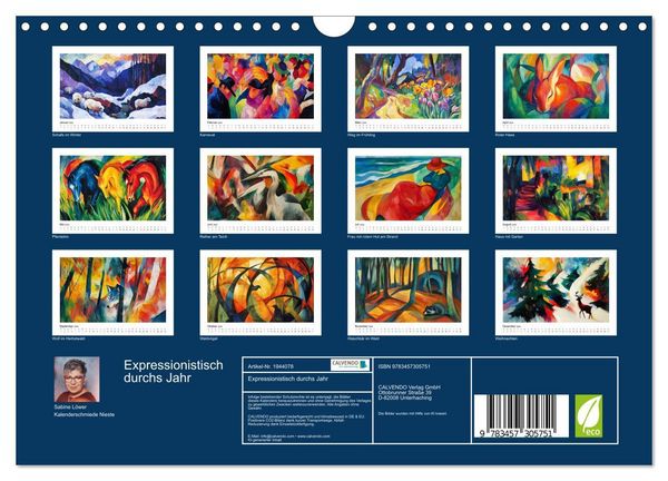 Produktbild: Expressionistisch durchs Jahr (Wandkalender 2026 DIN A4 quer), CALVENDO Monatskalender