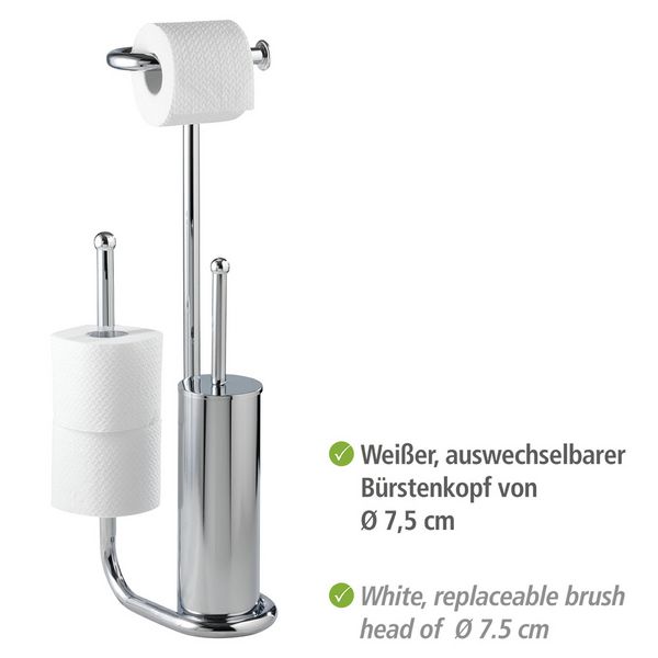 Produktbild: Stand WC-Garnitur Universalo Chrom, integrierter Toilettenpapierhalter und WC-B&uuml;rstenhalter