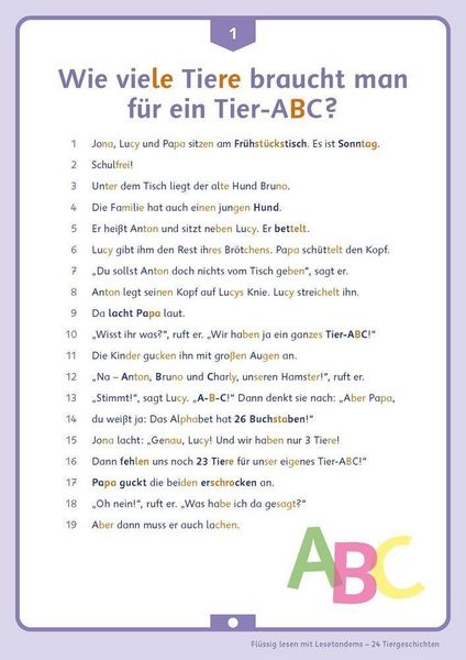 Produktbild: Fl&uuml;ssig lesen mit Lesetandems &ndash; 24 Tiergeschichten, Klasse 3/4