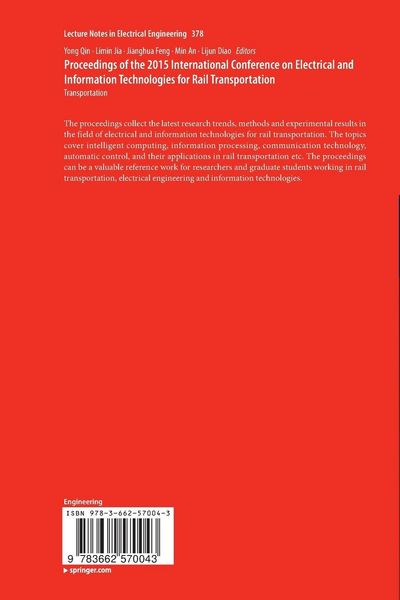 Produktbild: Proceedings of the 2015 International Conference on Electrical and Information Technologies for Rail Transportation