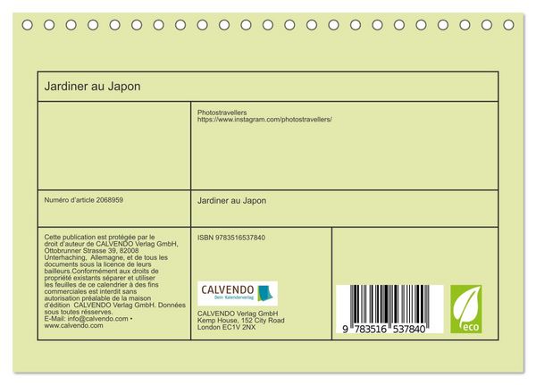 Produktbild: Jardiner au Japon (Calendrier de bureau 2026 DIN A5 vertical), CALVENDO calendrier mensuel