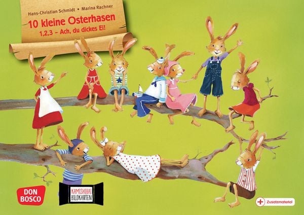 Produktbild: 10 kleine Osterhasen. 1,2,3 - Ach, du dickes Ei! Kamishibai Bildkartenset