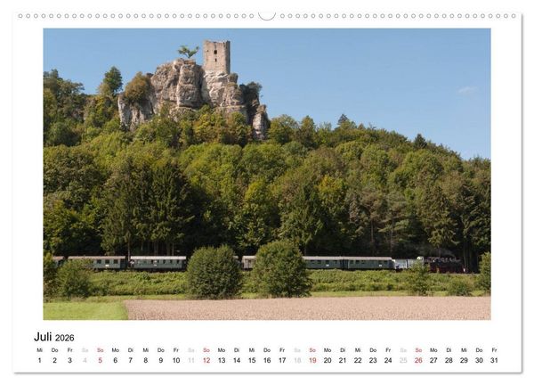 Produktbild: Mit der Eisenbahn in die Fr&auml;nkische Schweiz (hochwertiger Premium Wandkalender 2026 DIN A2 quer), Kunstdruck in Hochglanz
