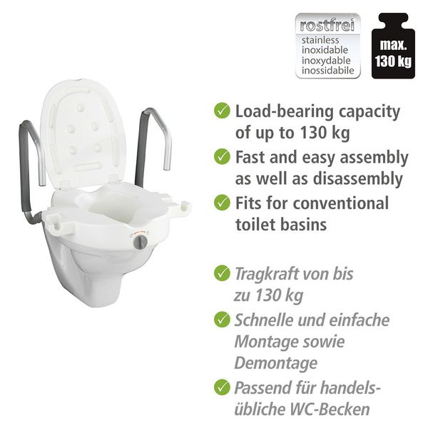 Produktbild: WC-Sitz Erh&ouml;hung mit St&uuml;tzgriffen Mod. Secura, mit Easy-Close Absenkautomatik