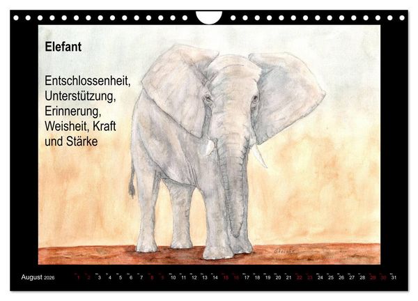 Produktbild: Krafttiere in Aquarell (Wandkalender 2026 DIN A4 quer), CALVENDO Monatskalender