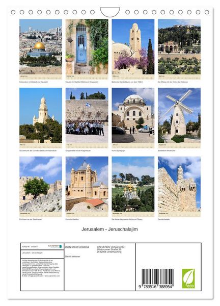 Produktbild: Jerusalem - Jeruschalajim (Wandkalender 2026 DIN A4 hoch), CALVENDO Monatskalender