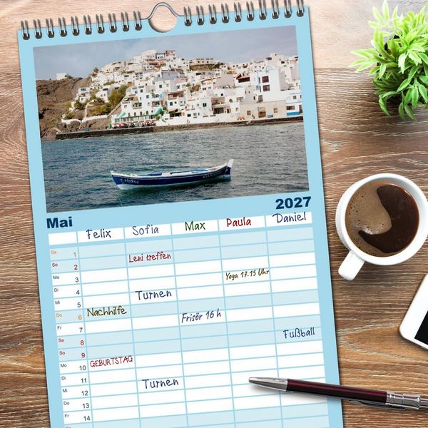 Produktbild: Familienplaner 2027 - Fuerteventura mit 5 Spalten (Wandkalender, 21 x 45 cm) CALVENDO