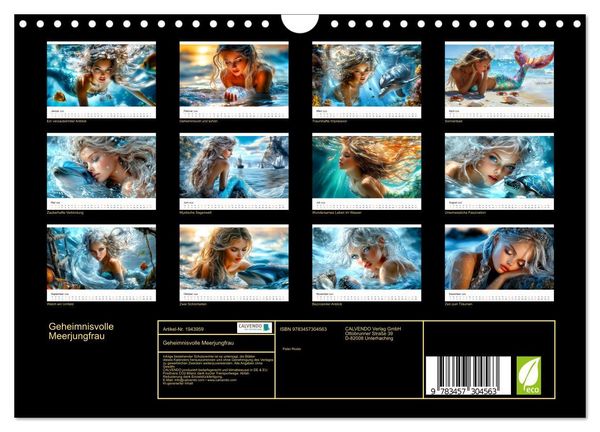 Produktbild: Geheimnisvolle Meerjungfrau (Wandkalender 2026 DIN A4 quer), CALVENDO Monatskalender