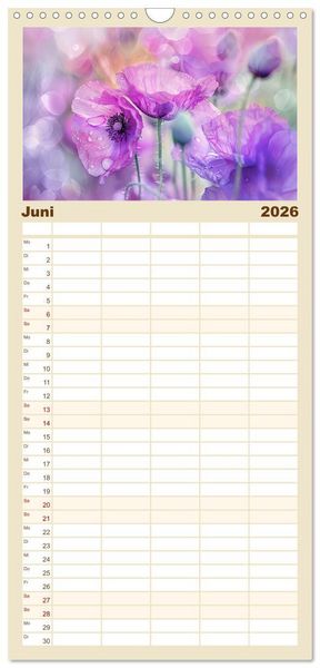 Produktbild: Familienplaner 2026 - Bezaubernde Mohnblumen mit 5 Spalten (Wandkalender, 21 x 45 cm) CALVENDO