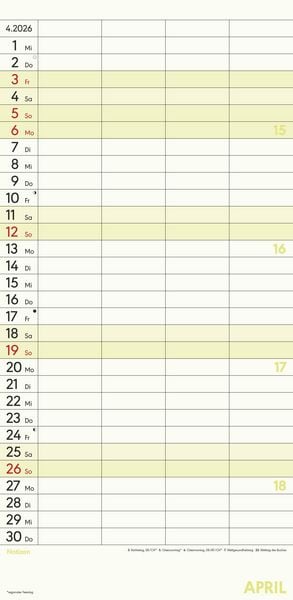 Produktbild: Superplaner M 2026 4 Spalten - Familien-Timer 22x45 cm - Offset-Papier - mit Ferienterminen - Wand-Planer - Familienkalender - Alpha Edition