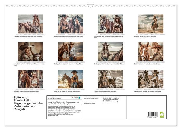 Produktbild: Sattel und Sinnlichkeit - Begegnungen mit den Verf&uuml;hrerischen Cowgirls (Wandkalender 2026 DIN A2 quer), CALVENDO Monatskalender