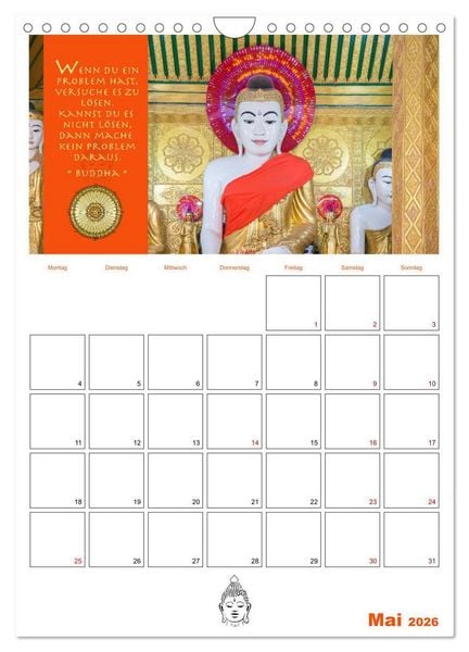 Produktbild: Buddhas Zitate und Weisheiten (Wandkalender 2026 DIN A4 hoch), CALVENDO Monatskalender