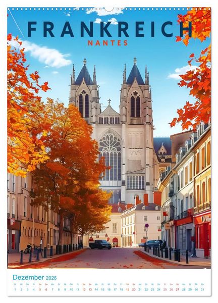 Produktbild: Frankreich - Old School Poster Style (Wandkalender 2026 DIN A2 hoch), CALVENDO Monatskalender