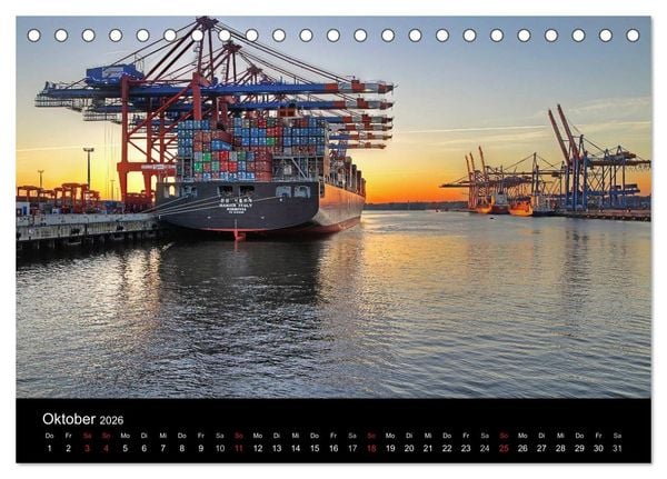 Produktbild: Hamburger Hafen (Tischkalender 2026 DIN A5 quer), CALVENDO Monatskalender