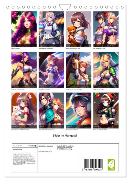 Produktbild: Bilder im Mangastil (Wandkalender 2026 DIN A4 hoch), CALVENDO Monatskalender