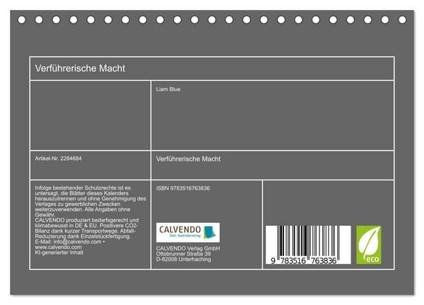 Produktbild: Verf&uuml;hrerische Macht (Tischkalender 2027 DIN A5 quer), CALVENDO Monatskalender