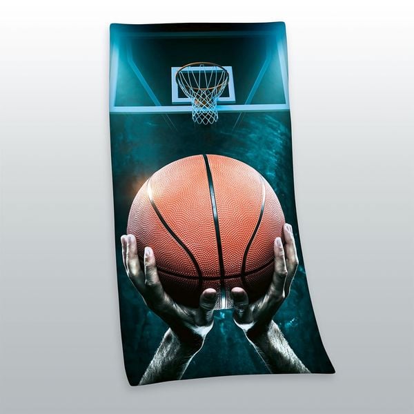 Young Collection 6159233516 - Basketball Velourstuch, 75x150 cm, 100% Baumwolle