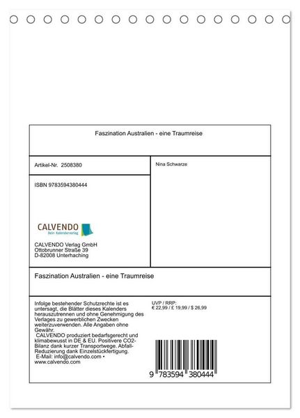 Produktbild: Faszination Australien - eine Traumreise (Tischkalender 2027 DIN A5 hoch), CALVENDO Monatskalender