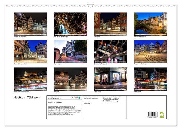 Produktbild: Nachts in T&uuml;bingen (Wandkalender 2026 DIN A2 quer), CALVENDO Monatskalender