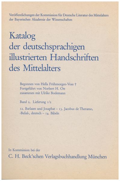 Produktbild: Barlaam und Josaphat. Jacobus de Theramo. "Belial", deutsch. Bibeln