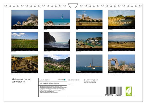 Produktbild: Mallorca wo es am sch&ouml;nsten ist (Wandkalender 2026 DIN A4 quer), CALVENDO Monatskalender