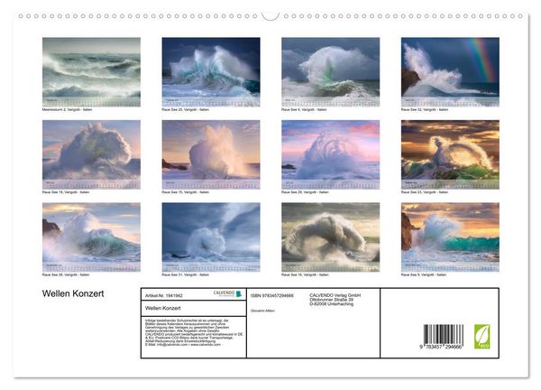 Produktbild: Wellen Konzert (hochwertiger Premium Wandkalender 2026 DIN A2 quer), Kunstdruck in Hochglanz