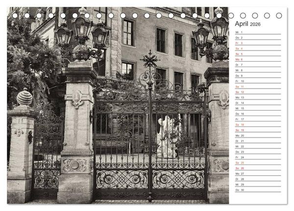 Produktbild: Dresden Schwarz-Wei&szlig; (Tischkalender 2026 DIN A5 quer), CALVENDO Monatskalender