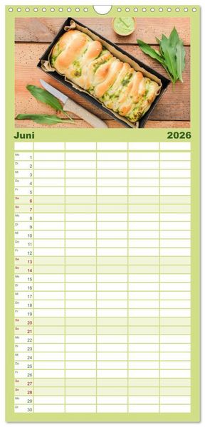 Produktbild: Familienplaner 2026 - essbare Bl&uuml;ten und Bl&auml;tter mit 5 Spalten (Wandkalender, 21 x 45 cm) CALVENDO