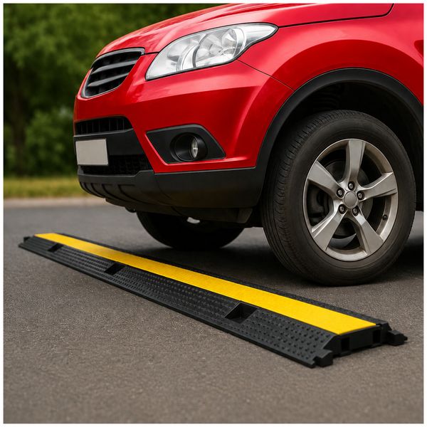 Produktbild: HTI-Living Kabelbr&uuml;cke mit 2 Kabelkan&auml;len &Uuml;berfahrschutz 96 cm Gelb Schwarz