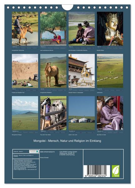 Produktbild: Mongolei - Mensch, Natur und Religion im Einklang (Wandkalender 2026 DIN A4 hoch), CALVENDO Monatskalender