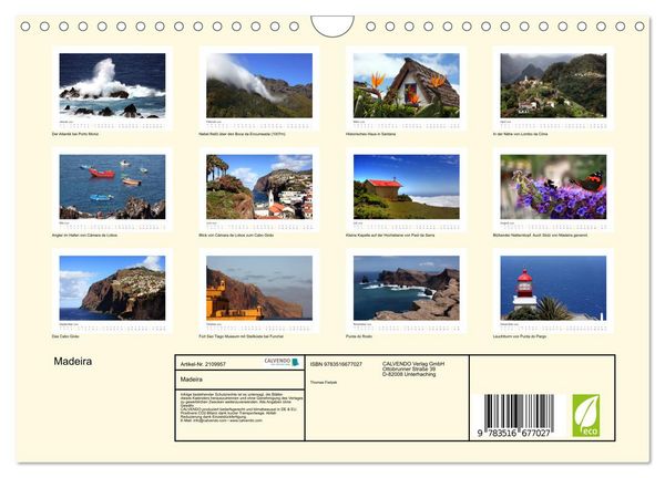 Produktbild: Madeira (Wandkalender 2026 DIN A4 quer), CALVENDO Monatskalender