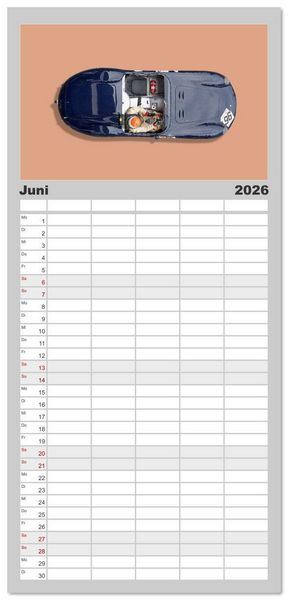 Produktbild: Familienplaner 2026 - Two-Seater Racing Cars 1950-1960 mit 5 Spalten (Wandkalender, 21 x 45 cm) CALVENDO