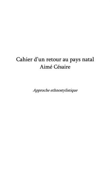 Produktbild: Cahier d'un retour au pays natal Aime Cesaire