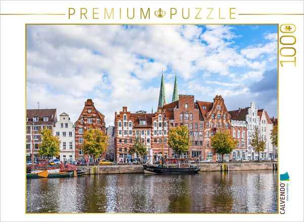 Produktbild: CALVENDO Puzzle Blick &uuml;ber die Trave zu An der Untertrave | 1000 Teile Lege-Gr&ouml;&szlig;e 64x48cm Foto-Puzzle f&uuml;r gl&uuml;ckliche Stunden