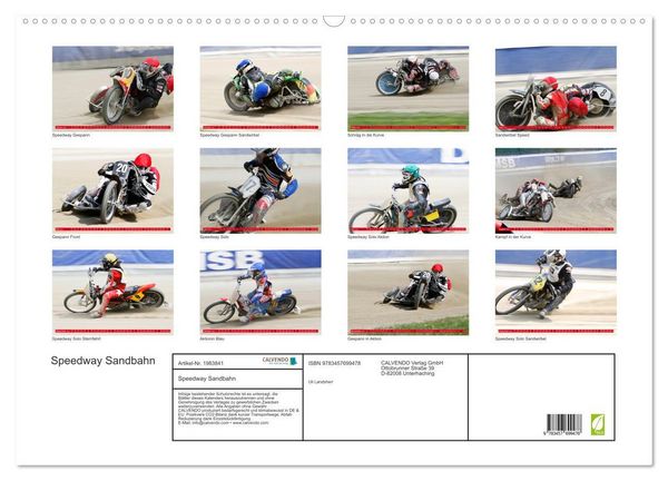 Produktbild: Speedway Sandbahn (Wandkalender 2026 DIN A2 quer), CALVENDO Monatskalender