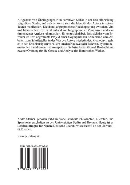 Produktbild: Das narrative Selbst &ndash; Studien zum Erzaehlwerk Wolfgang Hilbigs
